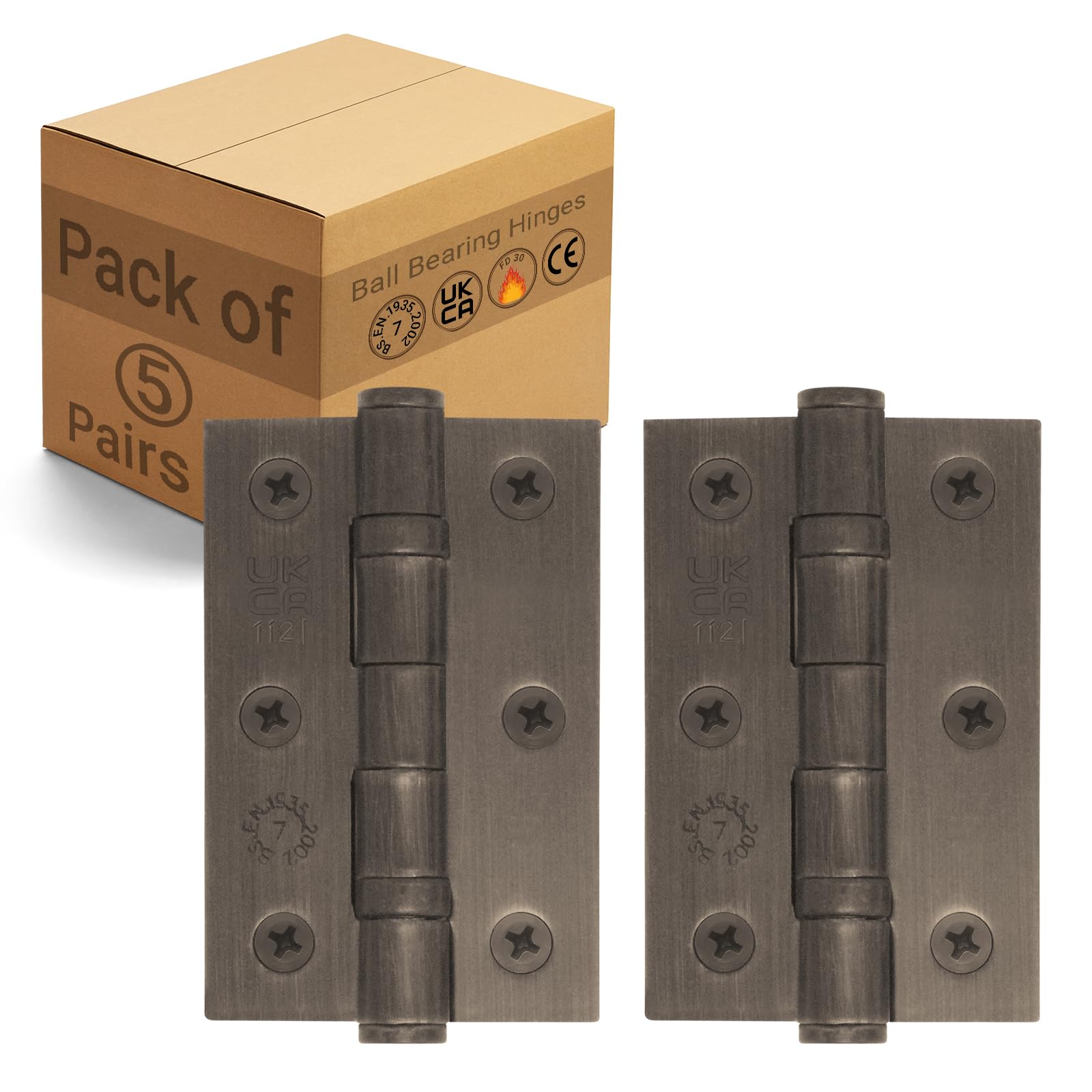 Eai Bronze Door Hinges | 3 Inch / 76Mm Dark Internal Fire Door Hinges | 5 Pairs