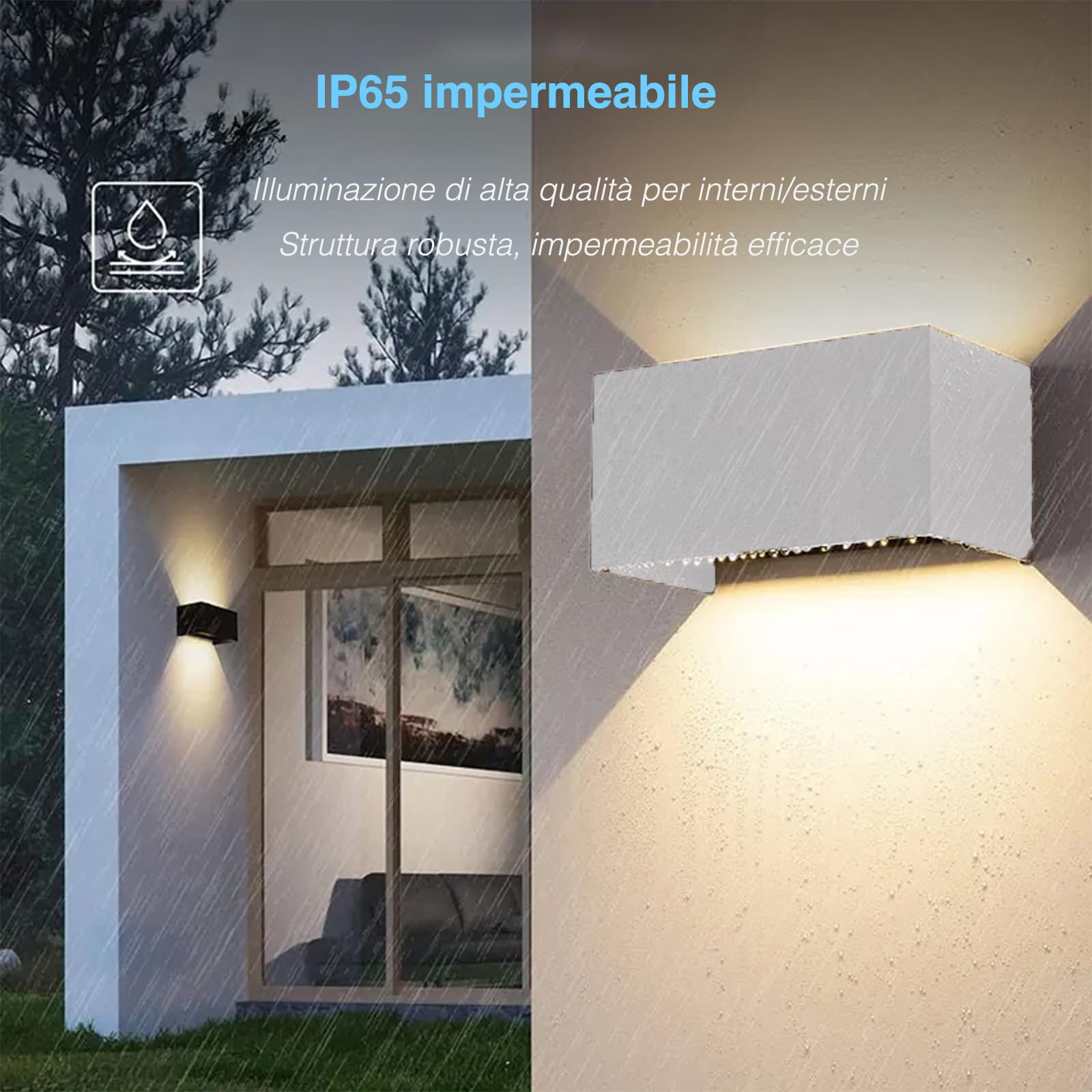 Voltix 24W Applique da Parete LED, IP65 Impermeabile, Applique da esterno Fascio Luminoso Regolabile, Lampada da Parete Interno/Esterno Casa e Giardino (Luce Naturale - 4000K, Bianco)