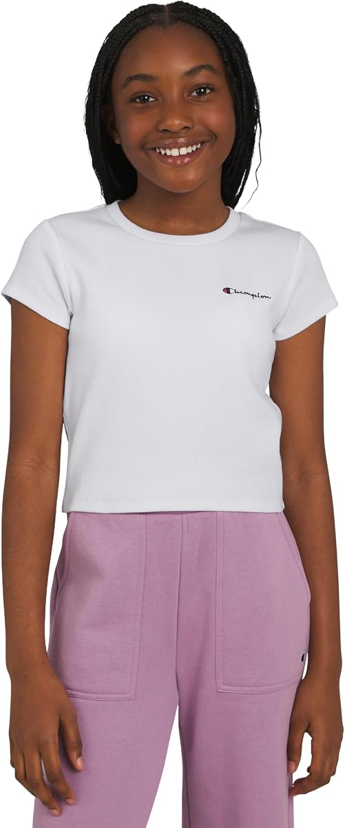 Camiseta de niña Cropped Baby Tee Slim Fit Ribbed Top