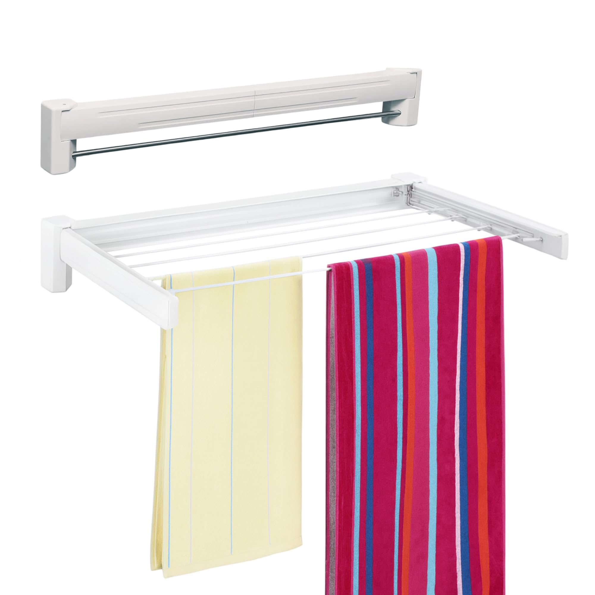 Vonia Stendibiancheria da parete - in alluminio di alta qualità - lunghezza - montaggio a parete - stendibiancheria pieghevole (Bianco, 70 cm)