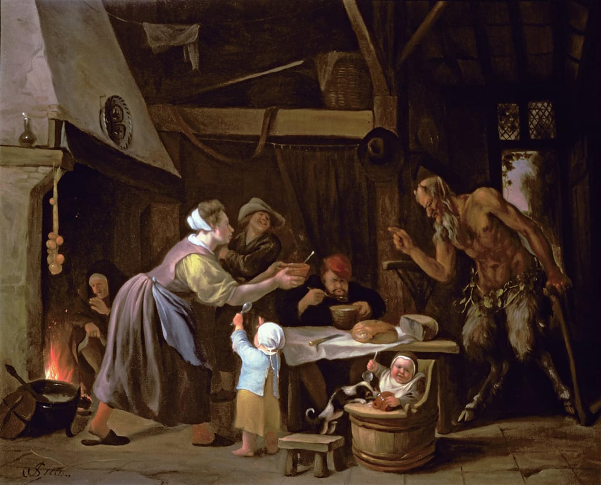 ARTXLXXBN Famous Prints Artwork Pictures Poster Painting Art the Satyrs and the Family by Jan Havickszoon Steen Artwork Landscape Pictures for Home Decor 60x90cm