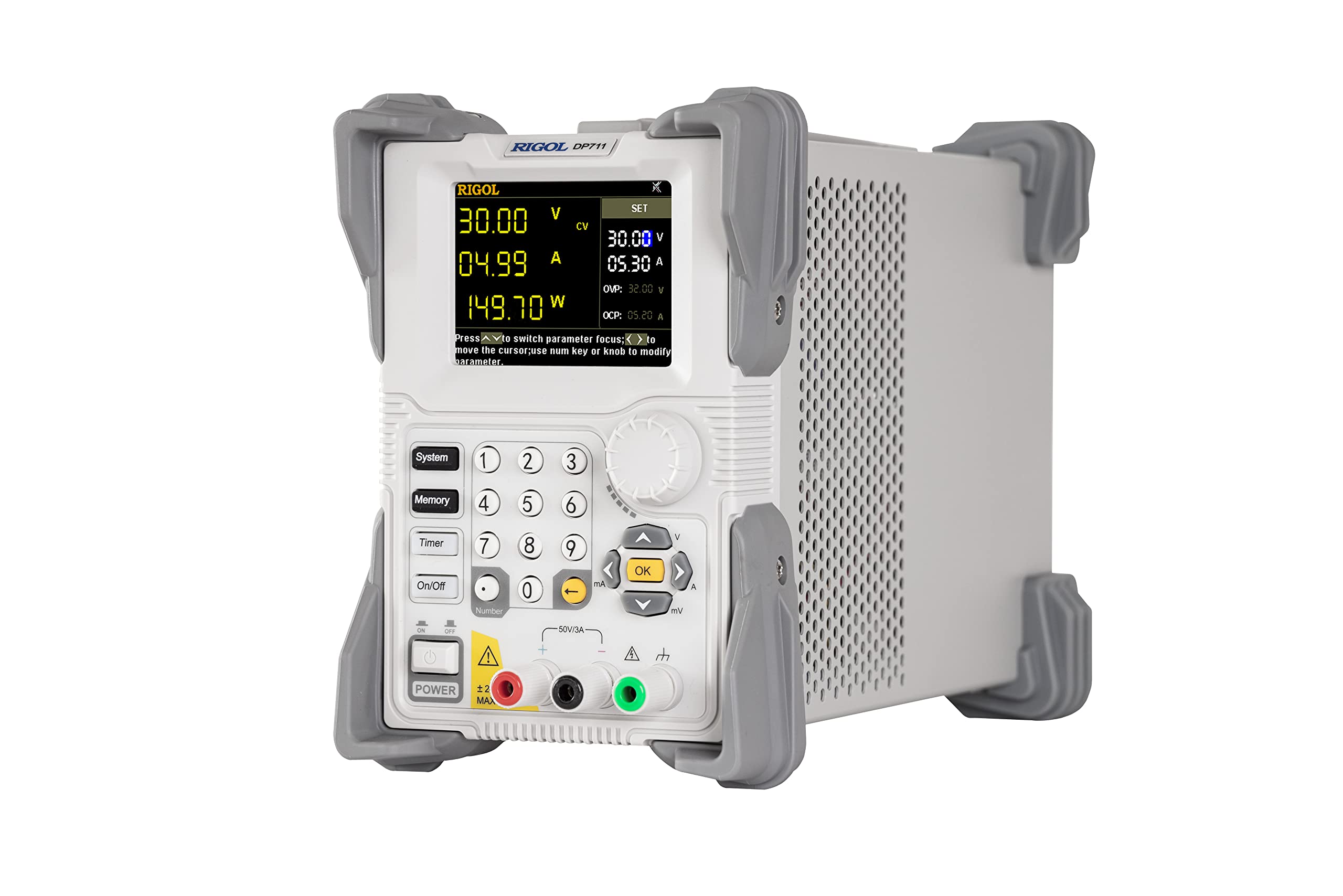 RIGOL Fuente de Alimentación Regulables,DP711 Suministro eléctrico de laboratorio,0–30 V,0–5 A,1 canal,Potencia de 150 W,Resolución de 10 mV/10 mA, Salida retardada, Interfaz RS232