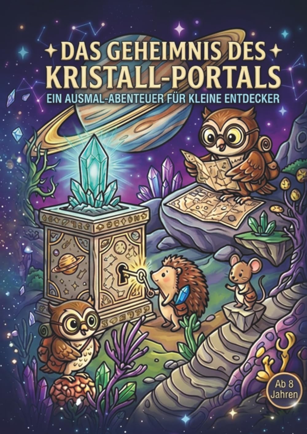 Das Geheimnis des Kristall-Portals: Ein Ausmal-Abenteuer für kleine Entdecker: Malbuch für Kinder ab 8 Jahren – Begleite mutige Eulen durch magische Galaxien und glitzernde Kristallwelten