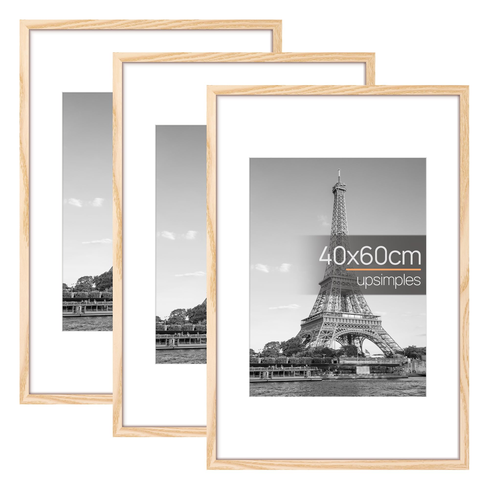 upsimples Set di 3 cornici portafoto 40 x 60 cm, cornice naturale 40 x 60 cm, cornice per foto, foto, poster