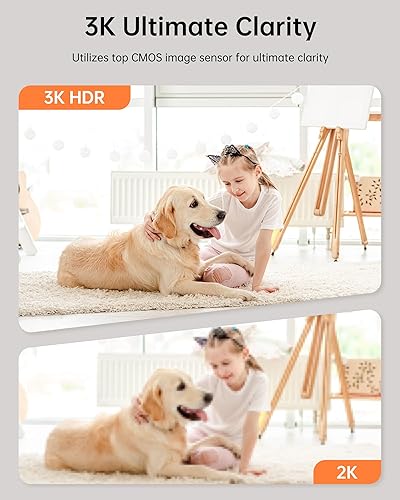 Miniatura 2 de FOSCAM Cámaras 3K 5MP WiFi para mascotas para seguridad en el hogar, cámara interior de 2.4 GHz Monitor de bebé con inclinación panorámica de 360,