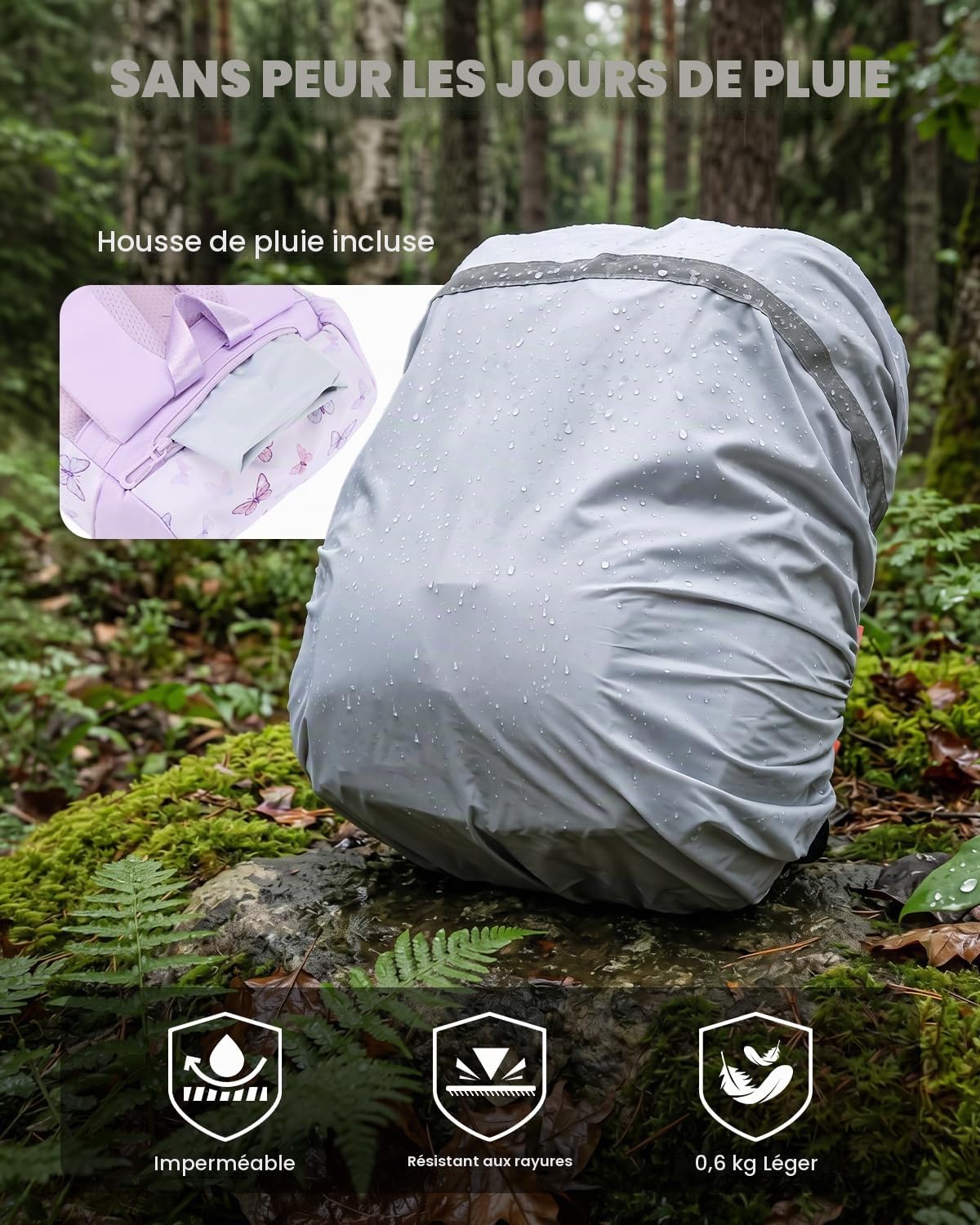 Amythe Ergo Sac à dos Fille 1ère année École Plein Air | Cartable Ergonomique Enfant Garçon Primaire 4-8 ans Sangle Housse Réflecteurs