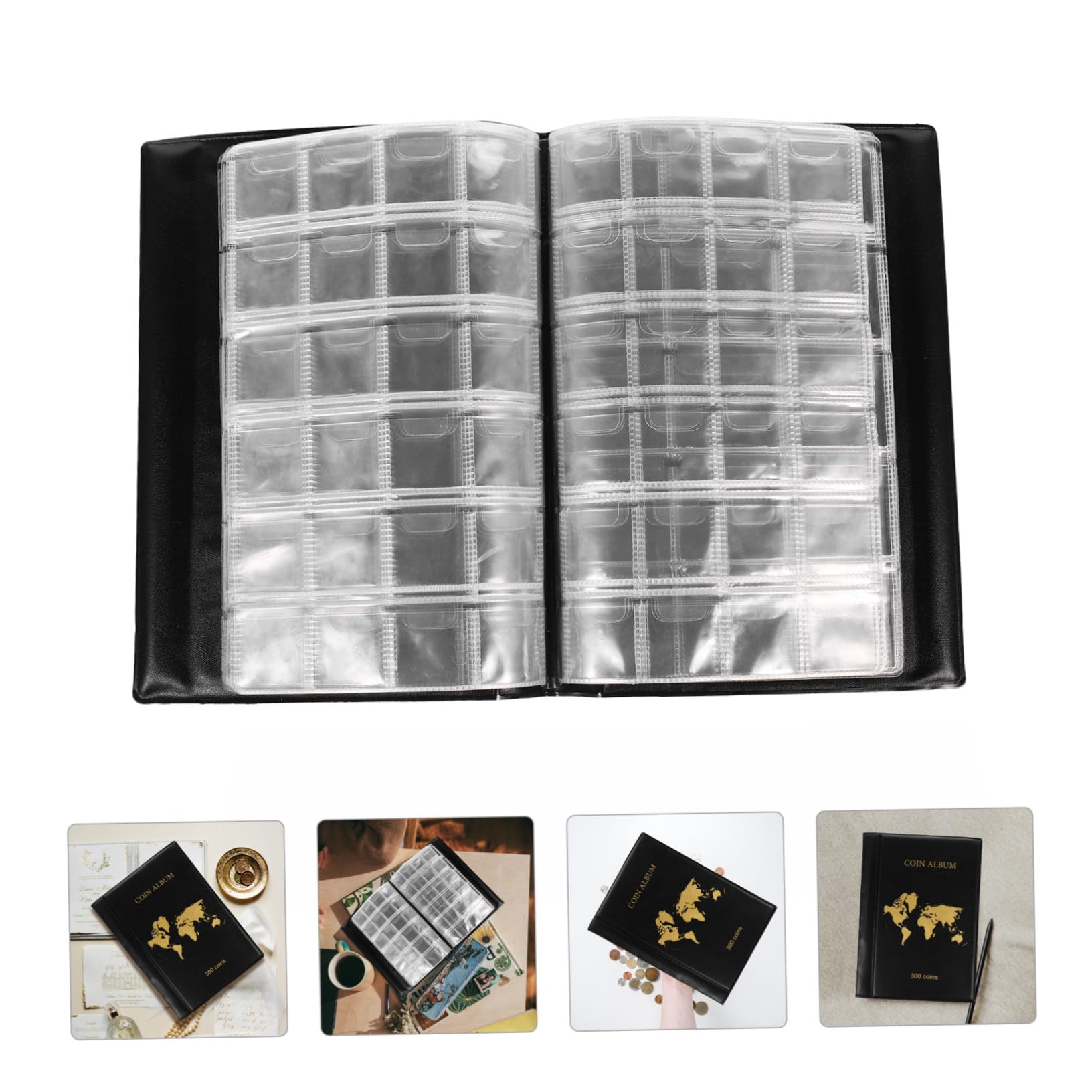 ibasenice Album per Monete da Collezione Grandi Design Trasparente Raccoglitore Sicuro Materiale PVC Resistente per Collezionisti di Monete e Carta Moneta