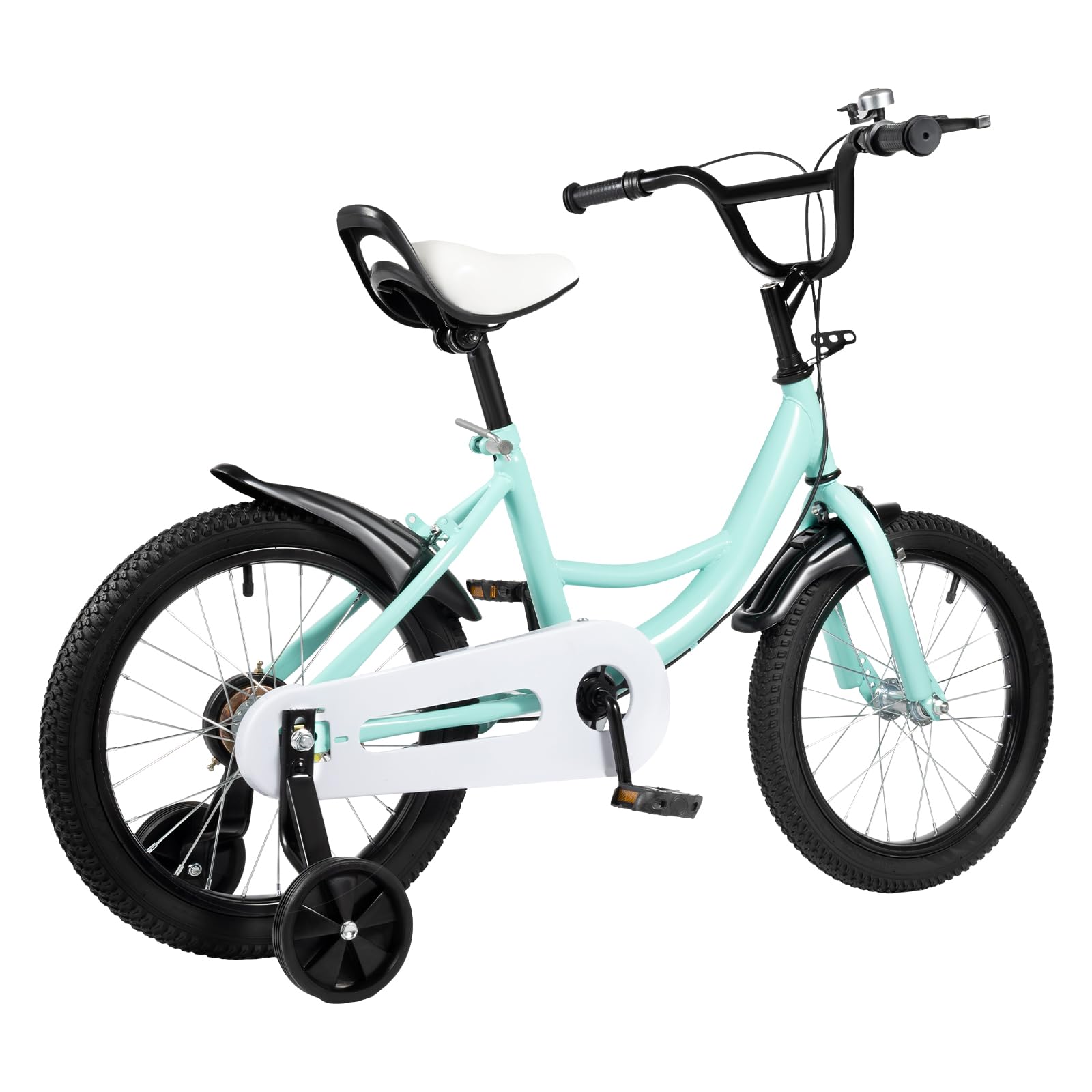 Bicicleta infantil de 16 pulgadas a partir de 4-8 años, para niños y niñas, con ruedas de apoyo, altura ajustable, color verde y negro