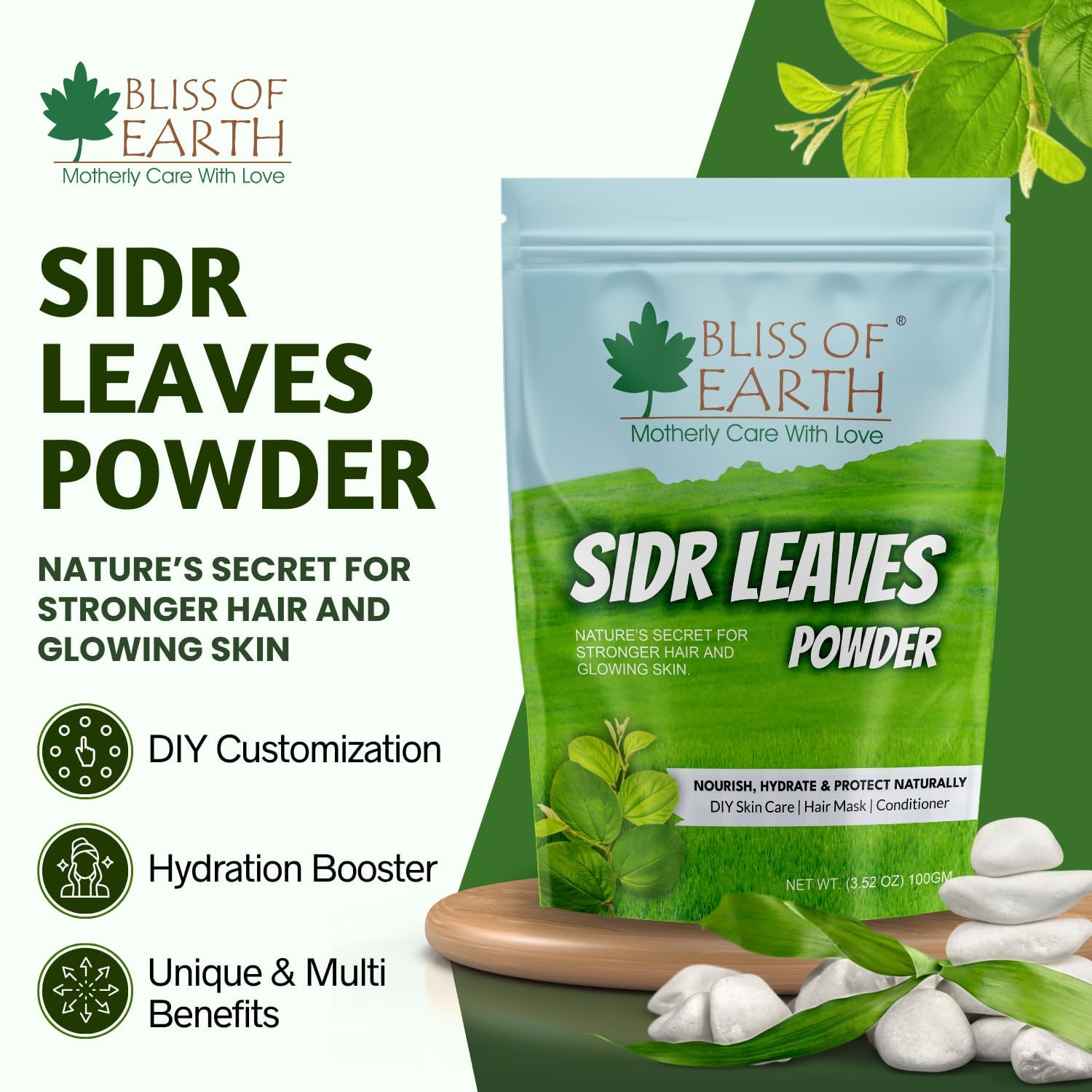 Bliss of Earth Sidr Powder for Hair,100gm, Handpicked Sidr leaves, Pure Beri Leaves Powder For Hair & Skin - Image 2