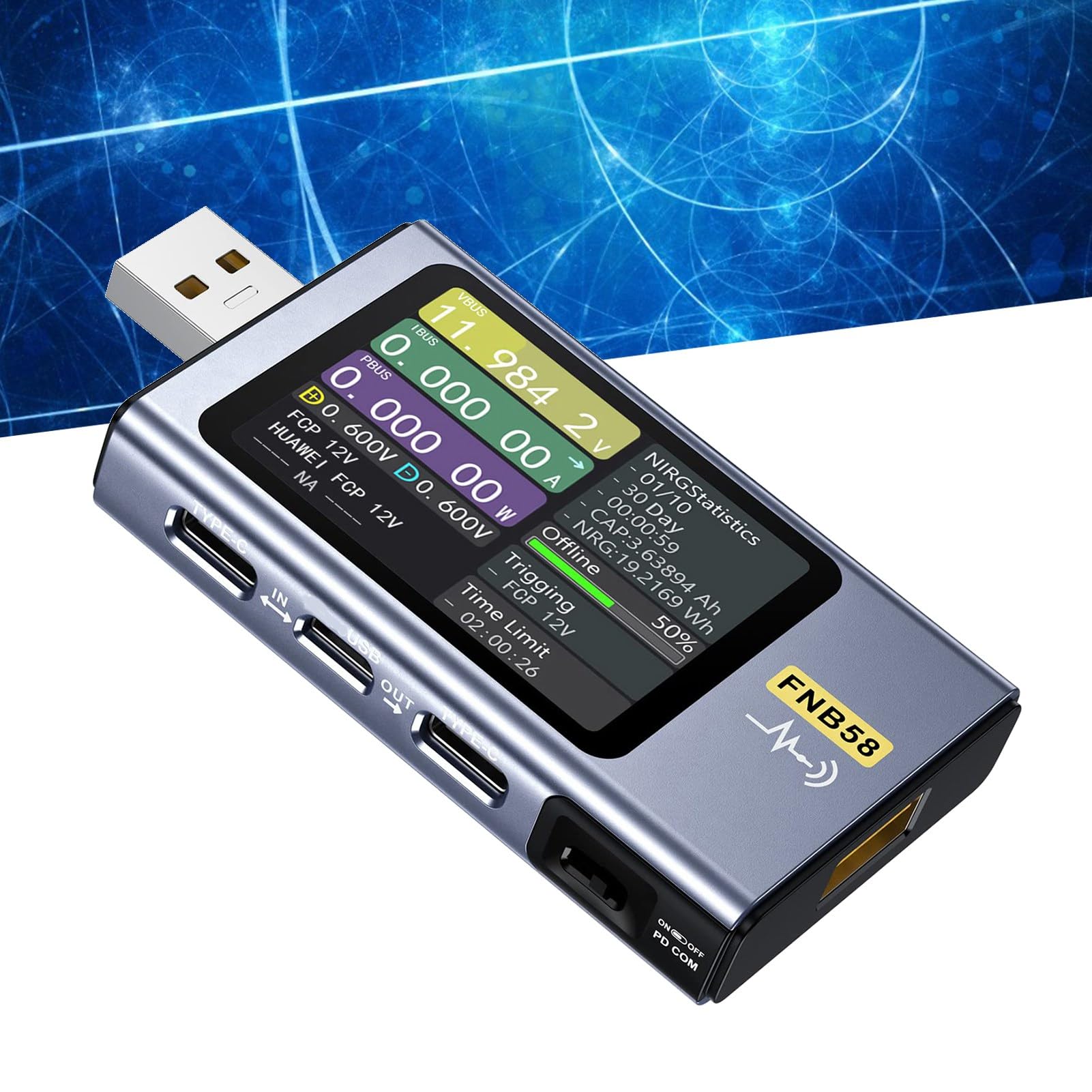 Tester miernika napięcia USB 4-28 V 0-7 A 0-140 W z 2,0-calowym wyświetlaczem LCD i interfejsem typu C. Zgodny z PD 3.0 PD 2.0 QC 3.0 QC 2.0 QC 4 FCP SCP AFC PE DASH VOOC