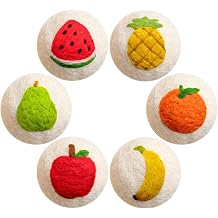 Wool Dryer Balls XL 6 Pack, Reusable Laundry Dryer Balls with Cute Fruit Design, Reduce Drying Time, Soften Clothes, Anti Static, Eco Friendly Dryer Sheets Alternative
