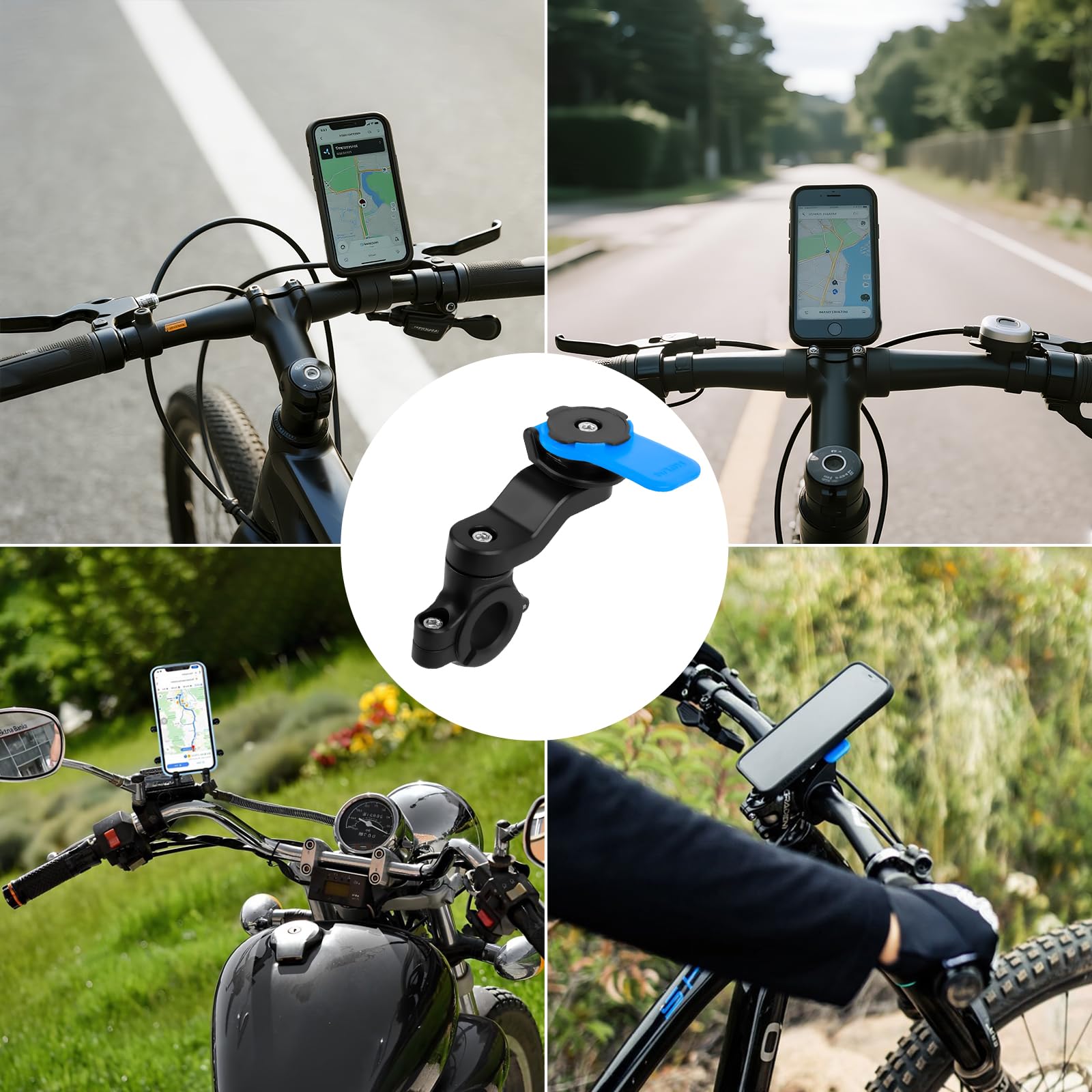 Blu Supporto Manubrio per Moto, Porta Cellulare Bici Universale Supporto per Bicicletta E Moto, Staccabile & Universale Ruotabile A 360, per Tapis Roulant, Carrello Della Spesa, Bicicletta Manubrio