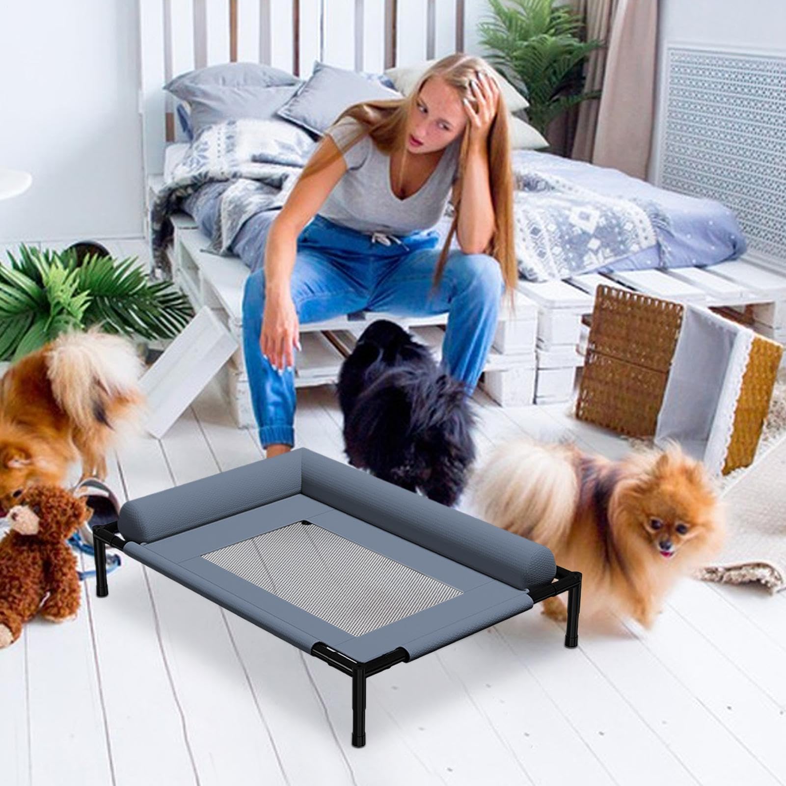 Hundebett Erhöht Kühlendes Atmungsaktives Außenbett Für Hunde | Hundezubehör Für , , Ausruhen Im Garten, Zuhause, Wohnzimmer, Schlafzimmer, Auto, Büro Und Draußen