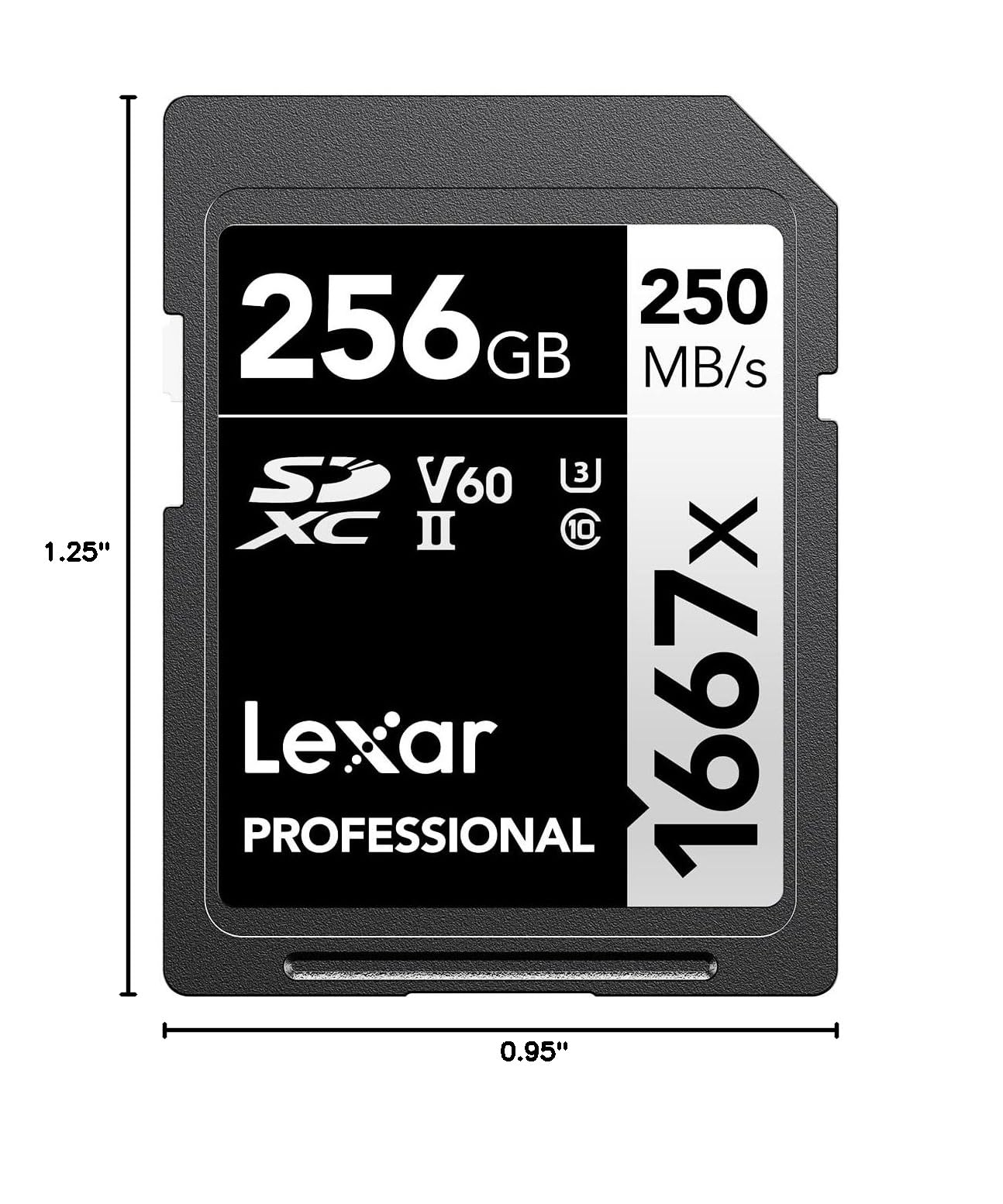 Lexar 128GB (2-Pack) Professional 1667x SD Card, UHS-II, C10, U3, V60, Full HD, 4K, Up To 250MB/s Read SDXC Memory Card, for Professional Photographer, Videographer, Enthusiast (LSD128CBNA16672): Single 250MB/s 256GB