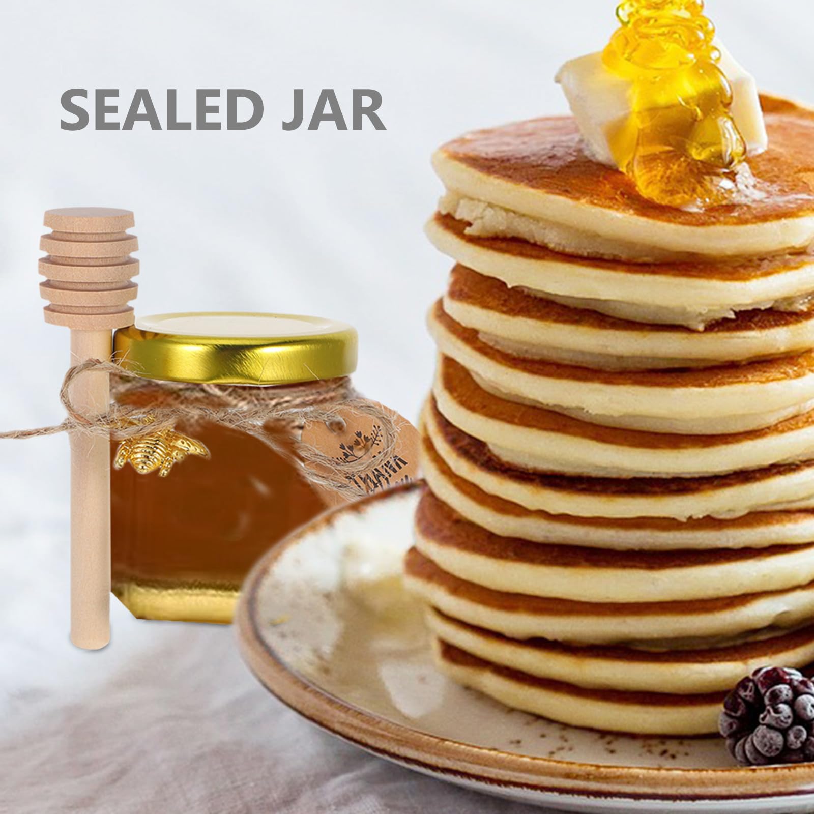 Ciieeo 20 Set Barattolo di Vetro Esagonale 45ml con Cucchiaio di Legno