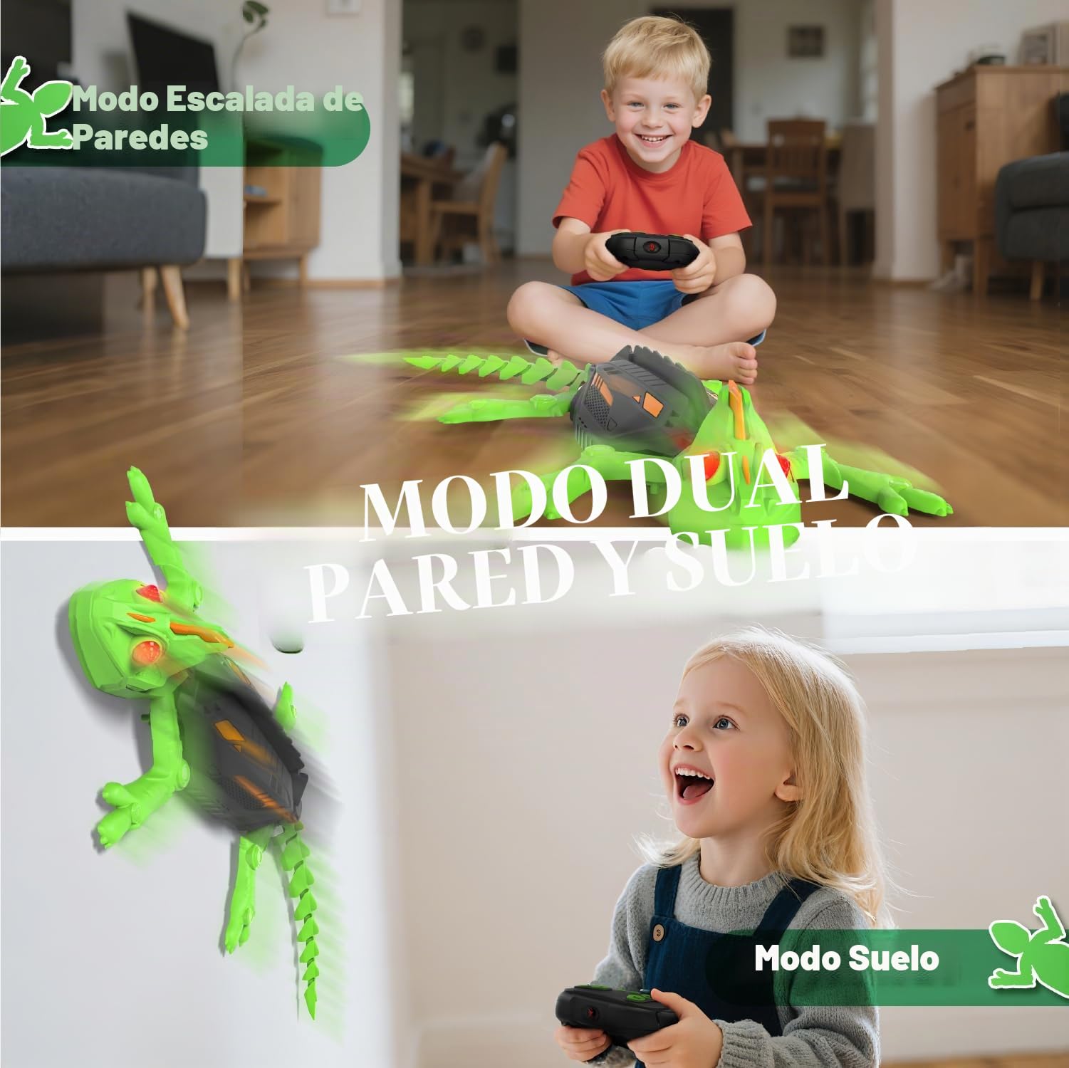 snookids Lagarto Teledirigido, Lagartija Teledirigida Gecko Radio Control Robot Juguete con Ojos LED Brillantes Movimientos Realistas, Regalos Fiesta de Cumpleaños Niños y Niñas de 3, 4, 5, 6, 7 y 8+