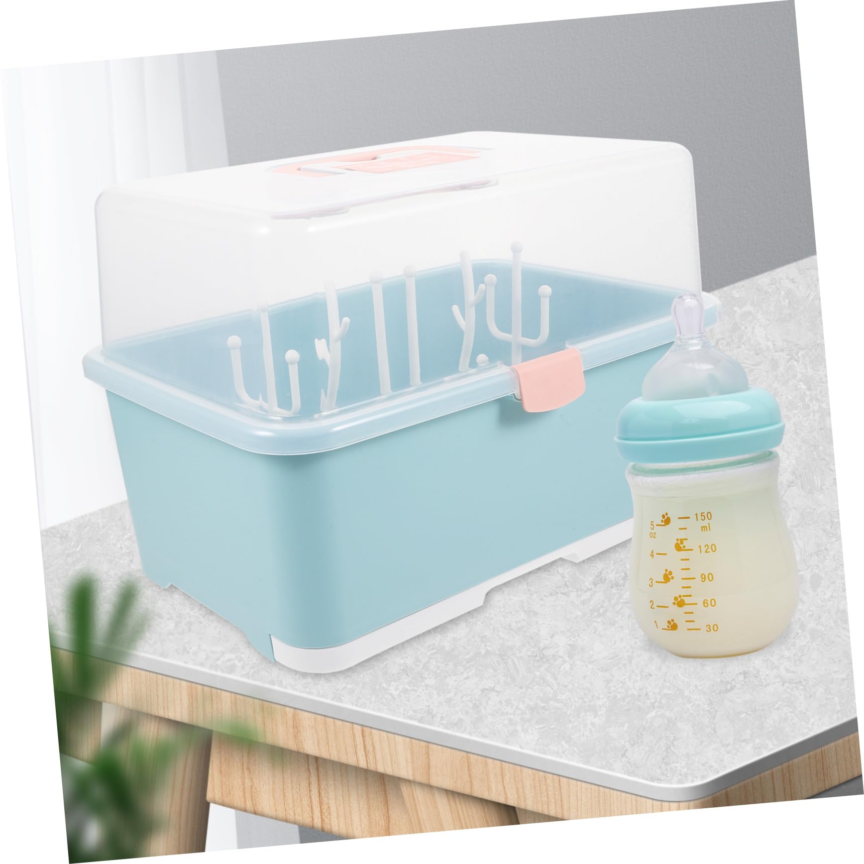 Babyflaschen Trockenbox Grün, Große Pp Abtropfbox für Flaschen | 1 Stück, Aufrechtes Ordnungssystem für Trinkflaschen und Toilettenartikel, Geeignet für Babyshower