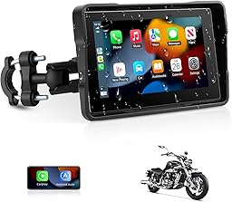 Jansite Motorcycle Carplay Screen 5 inch Wireless Carplay Motorbike Android Auto, Dual Bluetooth Waterproof Motorcycle Sat Nav Siri/G0ogle Assistant
