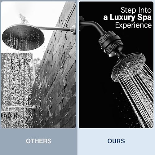 Miniatura 5 de Cobbe Cabezal de ducha filtrado de alta presión de 6 ajustes, cabezal de ducha de lluvia desmontable con filtro de cabezal de ducha de 20 etapas