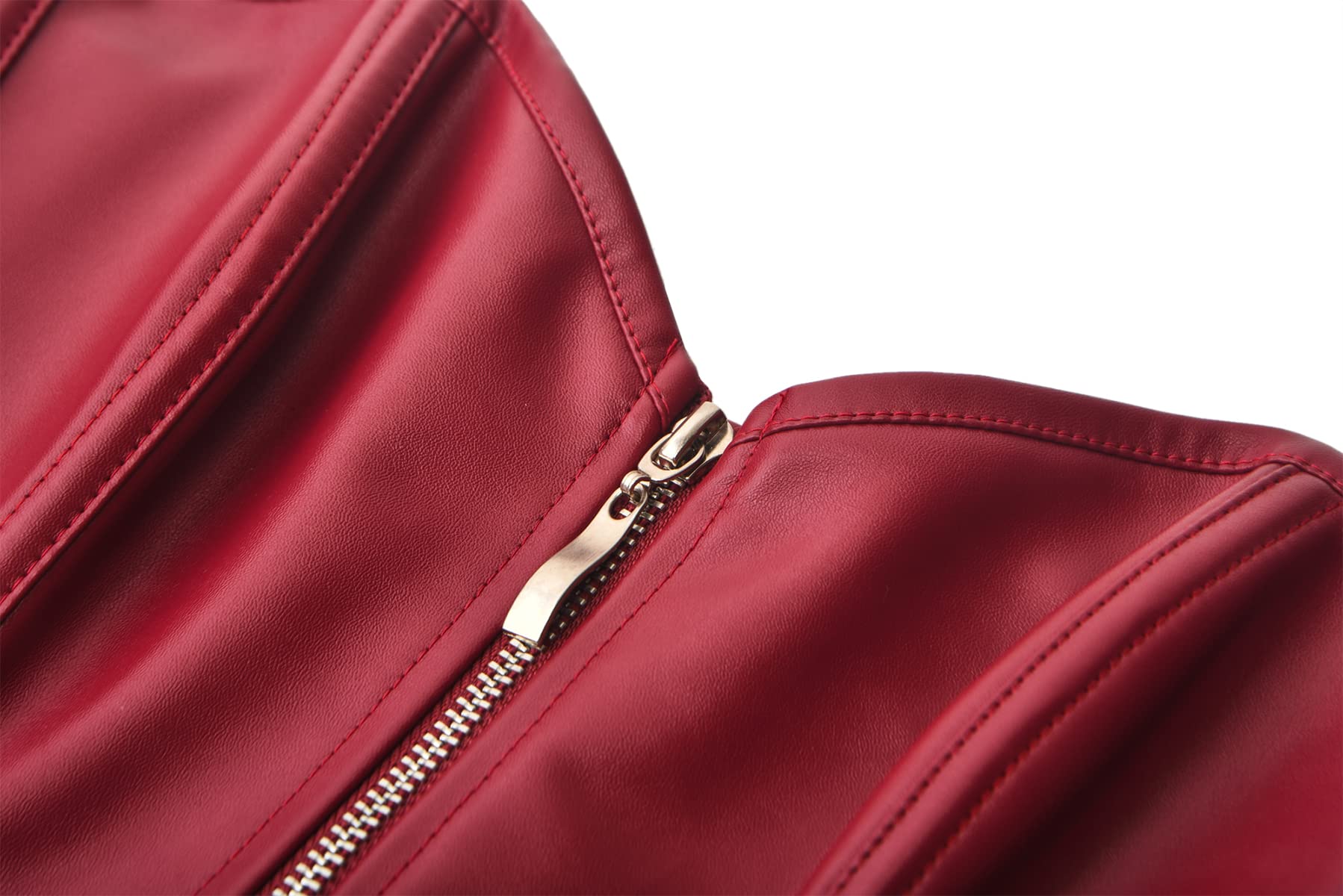 bslingerie® Womens Faux Leather Zipper Front Bustier Corset Top