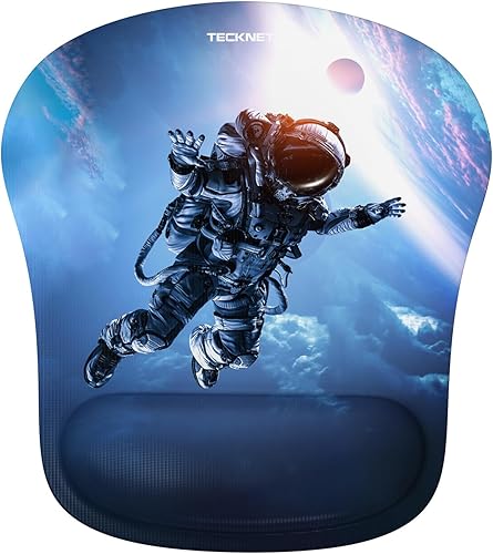 Miniatura 1 de TECKNET Alfombrilla de mouse con soporte de muñeca, alfombrilla ergonómica para mouse para juegos, alivio del dolor, alfombrilla de mouse portátil y