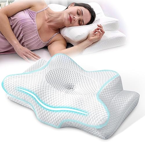 Almohada cervical para el cuello 5X para aliviar el dolor, almohada ergonómica refrescante para dormir, almohadas de espuma viscoelástica de
