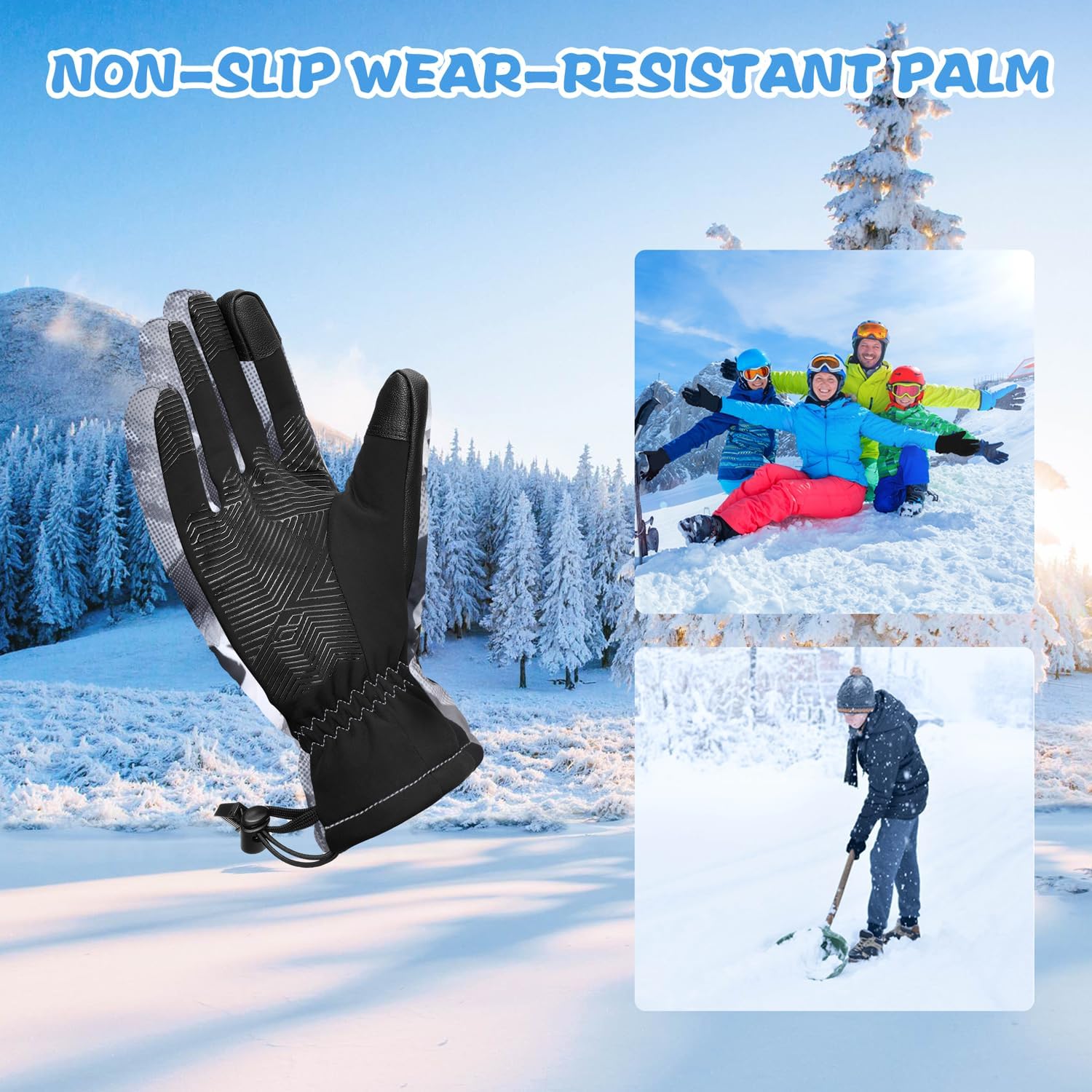 ihuan Kids Winter Waterproof Ski Gloves, Snowboarding Touchscreen Cycling Gloves for Boys Girls As Stocking Stuffers - Image 3