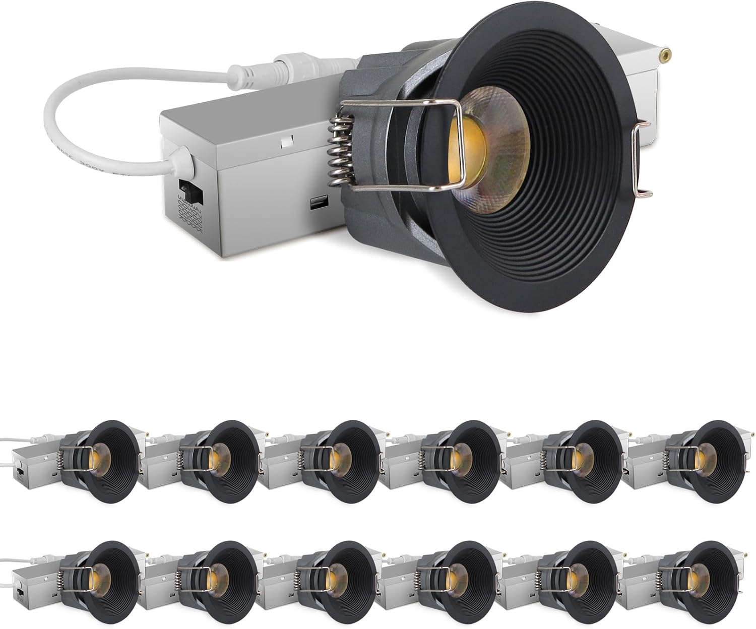 Adetu 2 Inch 5CCT Black LED Recessed Ceiling Light with Junction Box, 2700K/3000K/4000K/5000K Selectable, CRI90, 8W COB, 780LM, Dimmable Canless IP65 Waterproof Downlight-ETL&FCC (Black, 6 Packs)