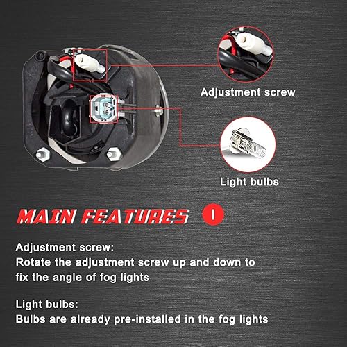 Miniatura 5 de Luces antiniebla de conducción de repuesto para Nissan Sentra 2000-2003, Nissan Frontier 2001-2004, Nissan Xterra 2002-2004, Maxima 00-01 con