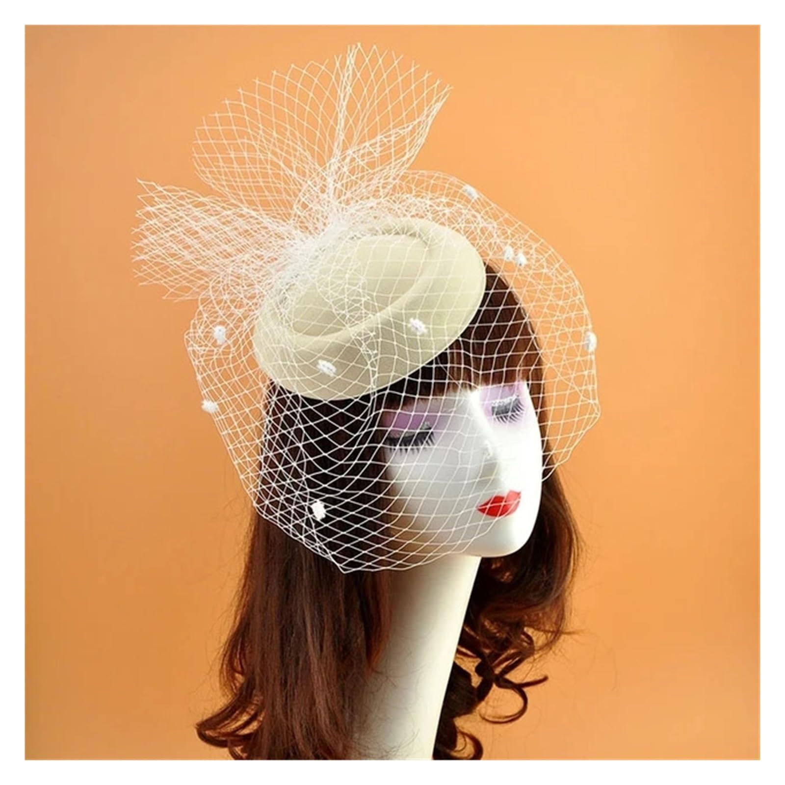UALXPAO Wedding Hats Fascinate Hat Women Wedding Hair Accessories Dinner Party Headdress for Tea Party,Weddings(Beige)