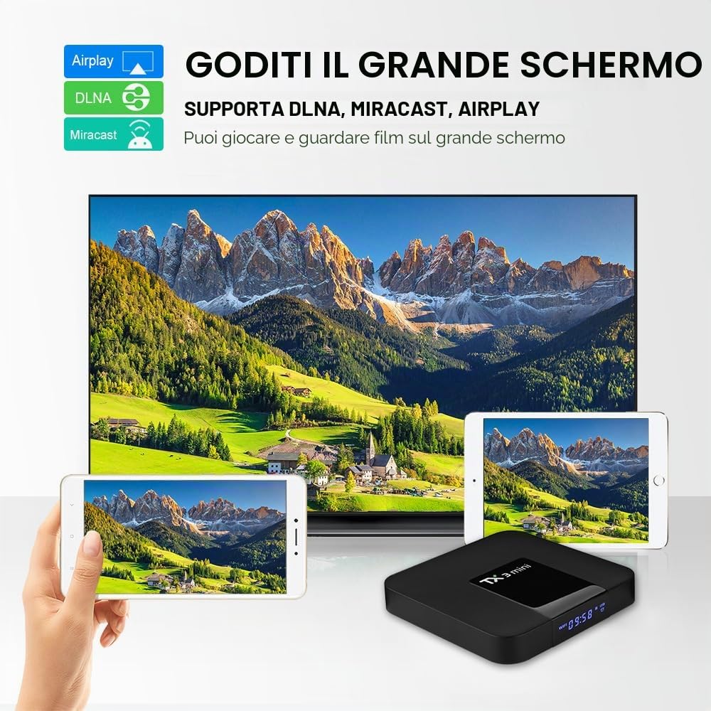 Android 10.0 TV Box, TX3 Mini RAM 2 GB ROM 16 GB Quad Core Ultra 4K HDR AV1 Dual Band WiFi 2.4G/5.8G BT 4.2 Home Smart Media Player