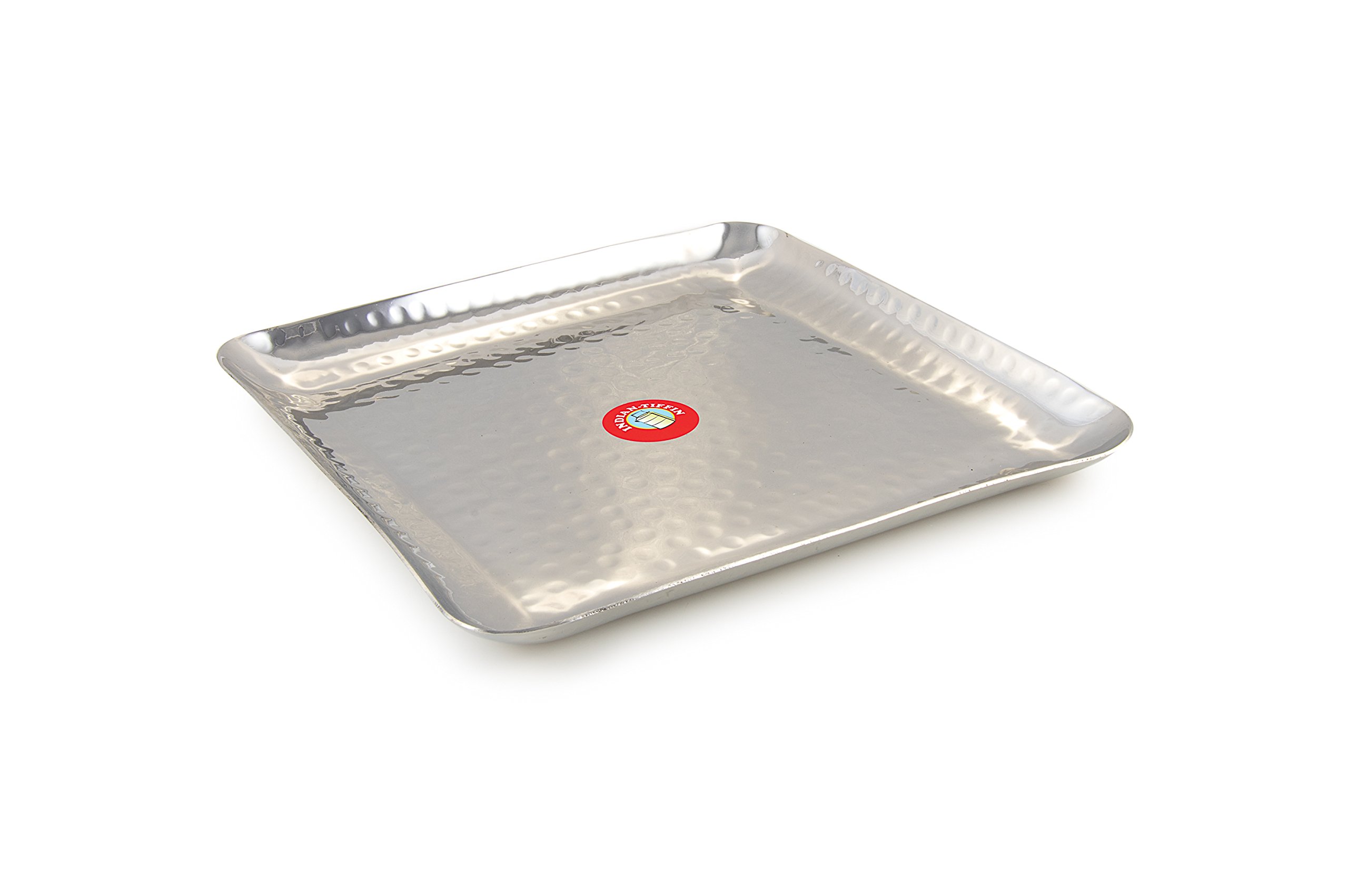 Indian-Tiffin Stainless Steel Square Hammered Plate from (Medium)