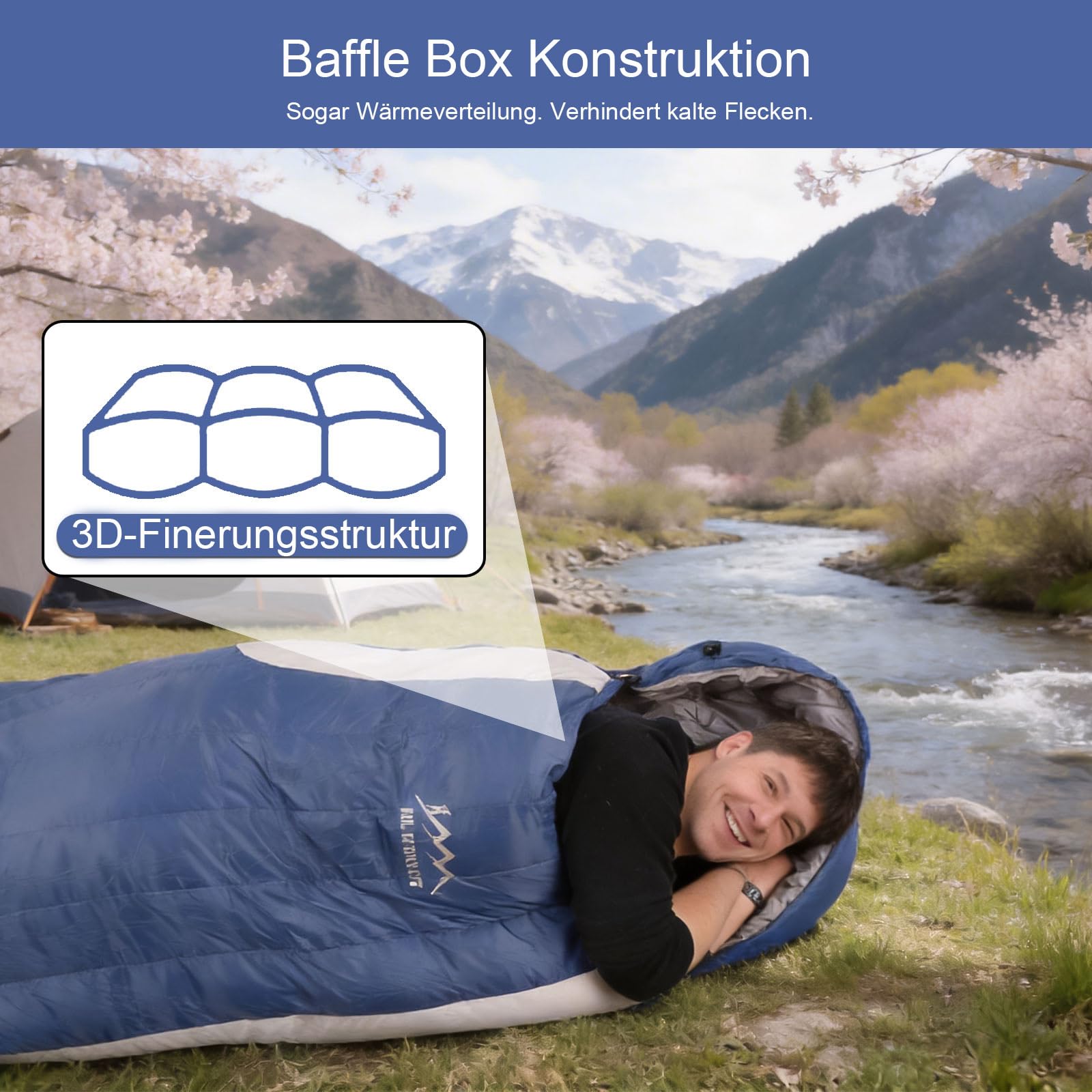 Daunen Deckenschlafsack, Leichter Kleiner Kompakt Schlafsack für 3~4 Jahreszeiten Camping, Wandern und Trekking