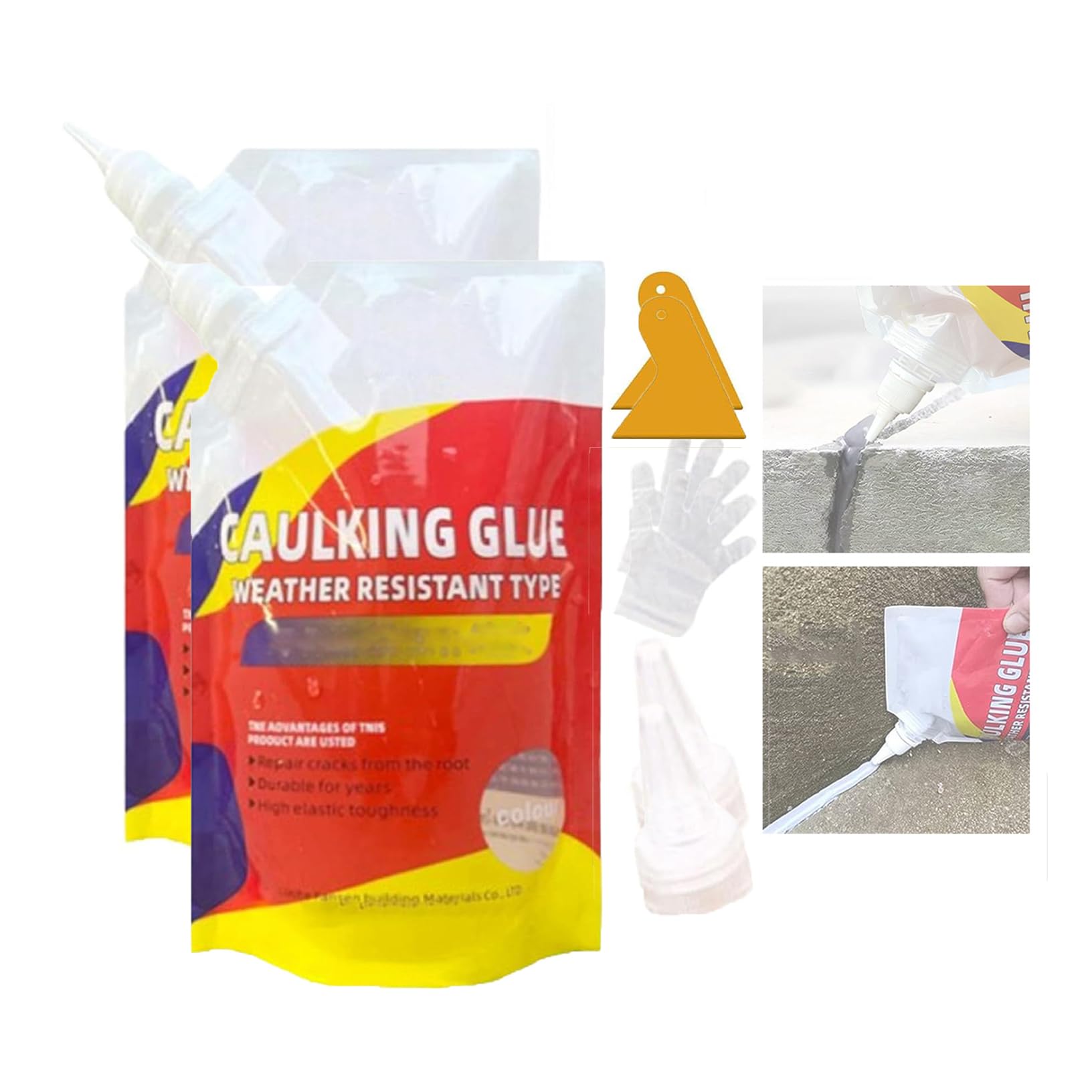 XIRUJNFD Slab Concrete Crack Waterproof Repair Sealant, Caulking Glue Weather Resistant Type, Concrete Crack Repair Waterproof Adhesive, Concrete Crack Filler for Gaps (2)
