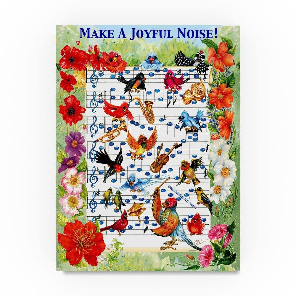 Bird Music Floral by Sher Sester, 18x24-Inch Canvas Wall Art