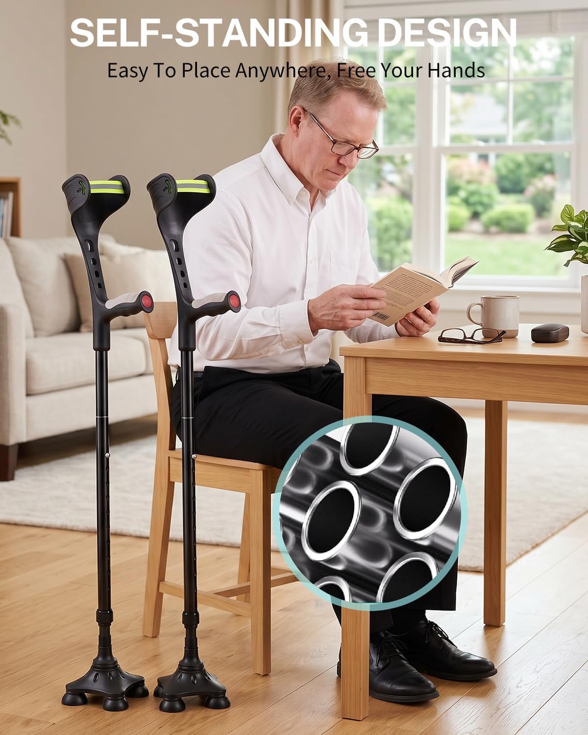 Forearm Crutches for Adults, Folding Forearm Crutches Adults Lightweight Height-Adjustable