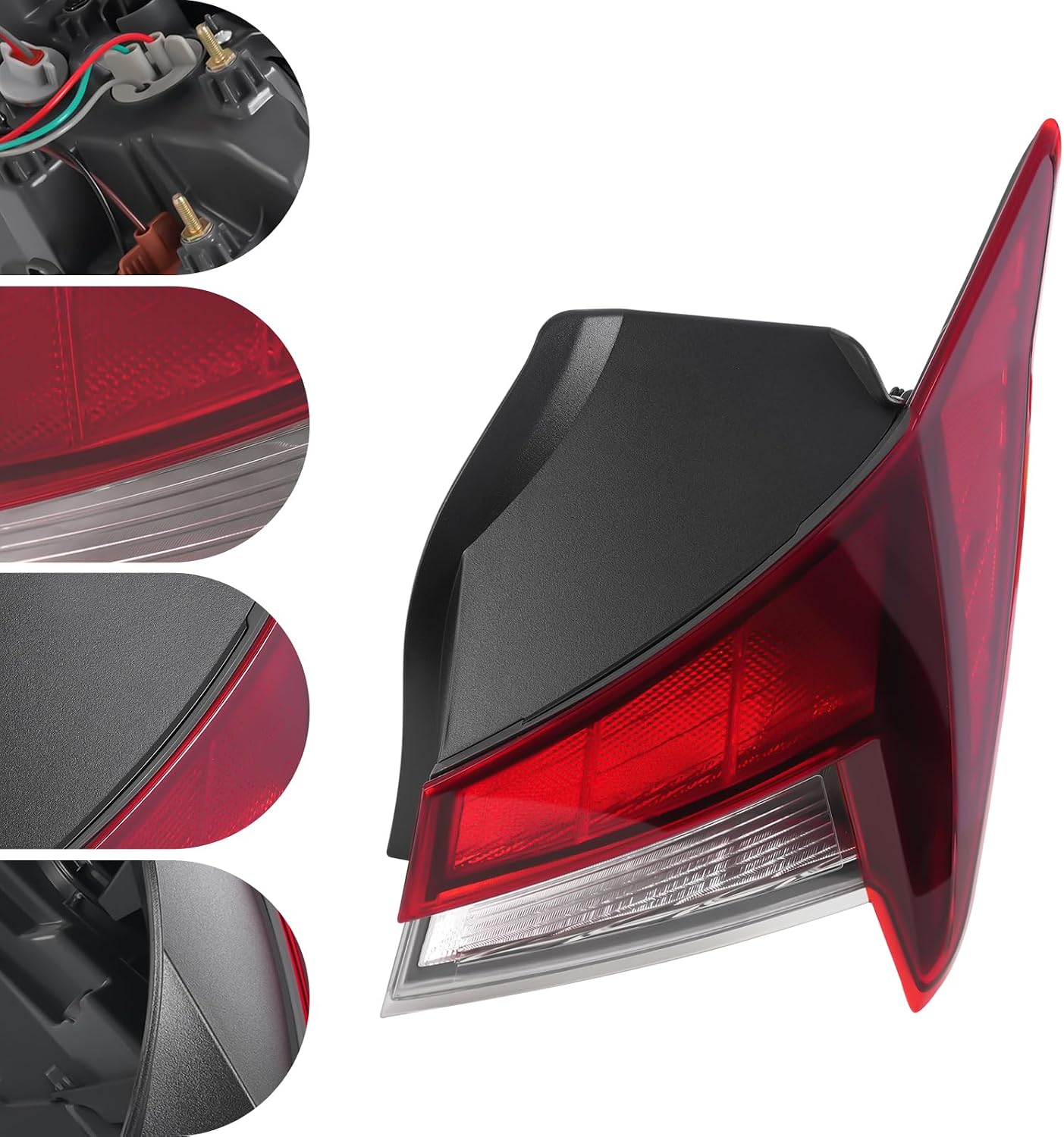 For 2021 2022 2023 2024 Hyundai Elantra Halogen Tail Light Rear Light Rear Brake Lamp Assembly Black Housing Red Clear Lens Right Passenger Side RH