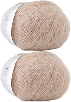 Snowbaby Wool Acrylic Blend Long Pile Yarn,(Worsted) Warm and Luxurious Fuzzy Yarn for Knitting and Crocheting DIY Hats Scarves Sweaters, 2 * 3.52oz/100g 207yds(02-Wheat)