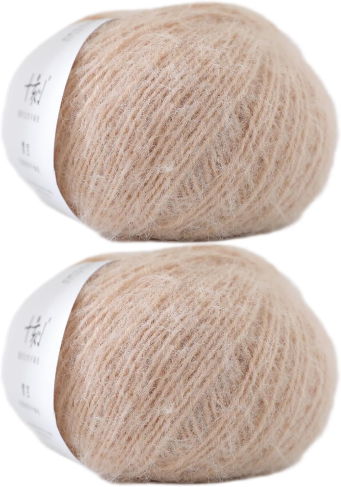 Snowbaby Wool Acrylic Blend Long Pile Yarn,(Worsted) Warm and Luxurious Fuzzy Yarn for Knitting and Crocheting DIY Hats Scarves Sweaters, 2 * 3.52oz/100g 207yds(02-Wheat)