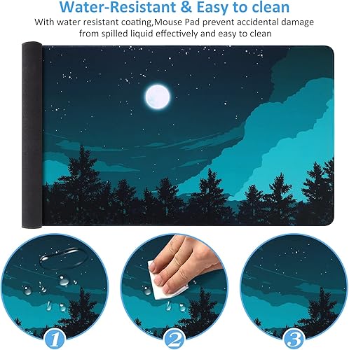 Miniatura 4 de iCasso - Alfombrilla para mouse extendida (35.4 x 15.7 pulgadas), tamaño L de 18 pulgada con base de goma antideslizante con bordes cosidos,