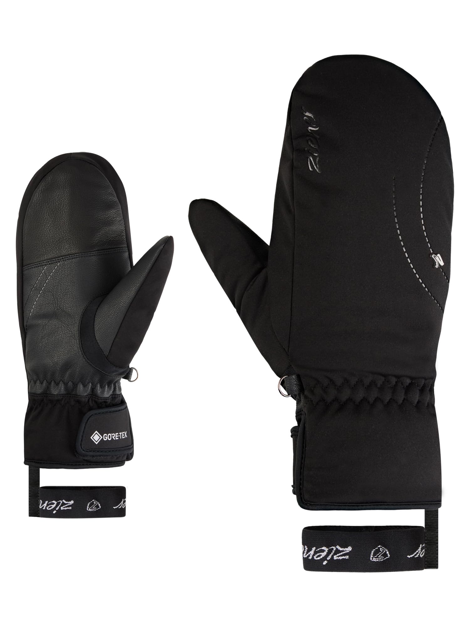 Ziener KAINOANI-Z damskie rękawice narciarskie/sporty zimowe, Gore-Tex, Softshell, czarne, 7,5