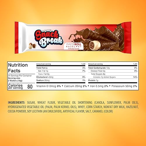 Miniatura 2 de Snack Break Rollos de oblea de avellana, galletas de oblea enrolladas, delicioso aperitivo recubierto de cacao, envueltos individualmente, palitos