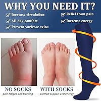 Vista 57 de Calcetines de compresión y circulación para mujer y hombre (3 pares), para enfermería, correr, viajar, calcetines hasta la rodilla