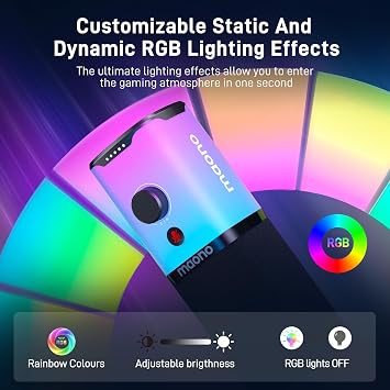 MAONO Yazılımlı XLR/USB Oyun Mikrofonu, Akış Podcast Vokal Kaydı için RGB'li Dinamik PC Mikrofonu, Sessiz Düğmeli Bilgisayar Mikrofonu, Kazanç Düğmesi, Ses Kontrolü, Masaüstü Standı PD100X