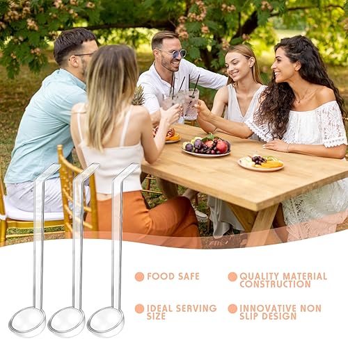 Miniatura 4 de FoldTier Cucharón pequeño de plástico transparente de 1.2 onzas con mango largo de 9.25 pulgadas para servir aderezos, ponche, salsa, zumos de