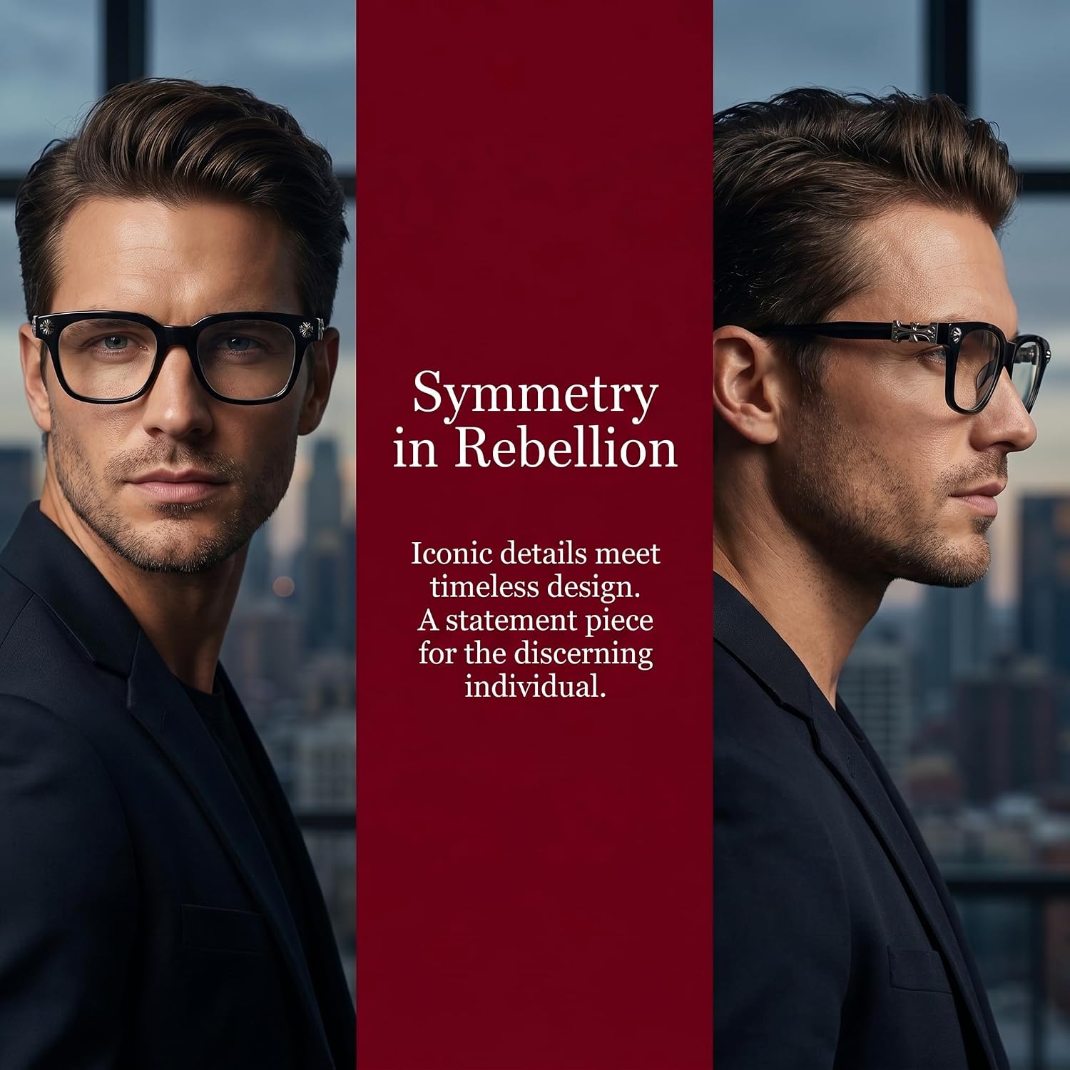 Classic Square Frame Eyeglasses, Clear Lens, Black, Retro Style, Unisex, Non Prescription, Daily Accessories