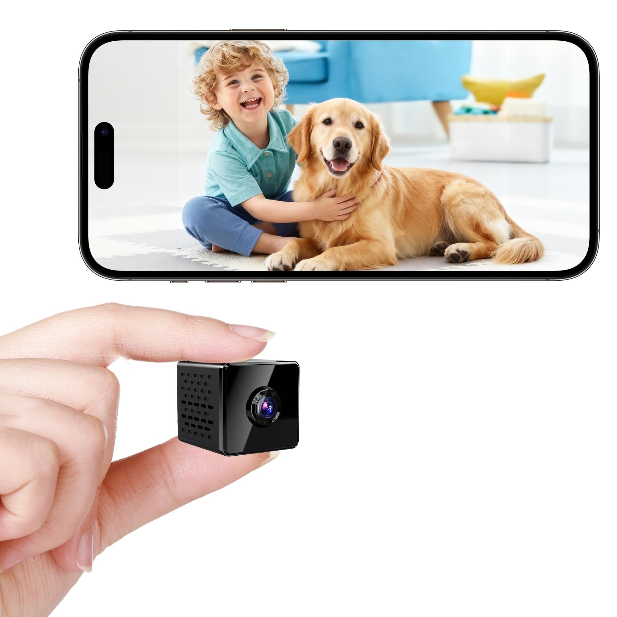 Caméra Espion Mini 4K Vision Nocturne WiFi - Caméra de Sécurité Intérieure Détection de Mouvement - Stockage Cloud Carte SD Batterie Intégrée