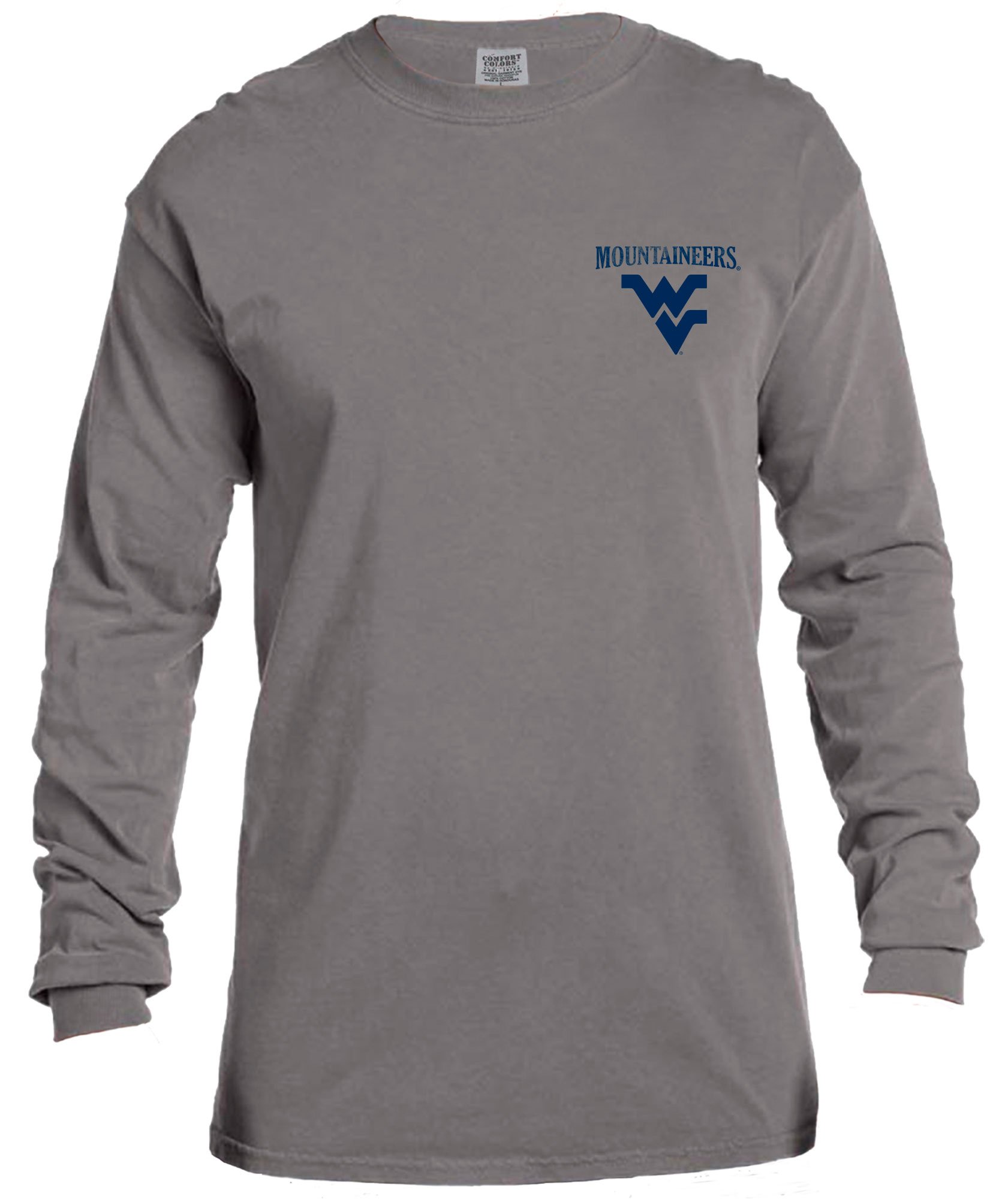 NCAA West Virginia Mountaineers Vintage Poster Long Sleeve Comfort Color Tee, Medium, Grey