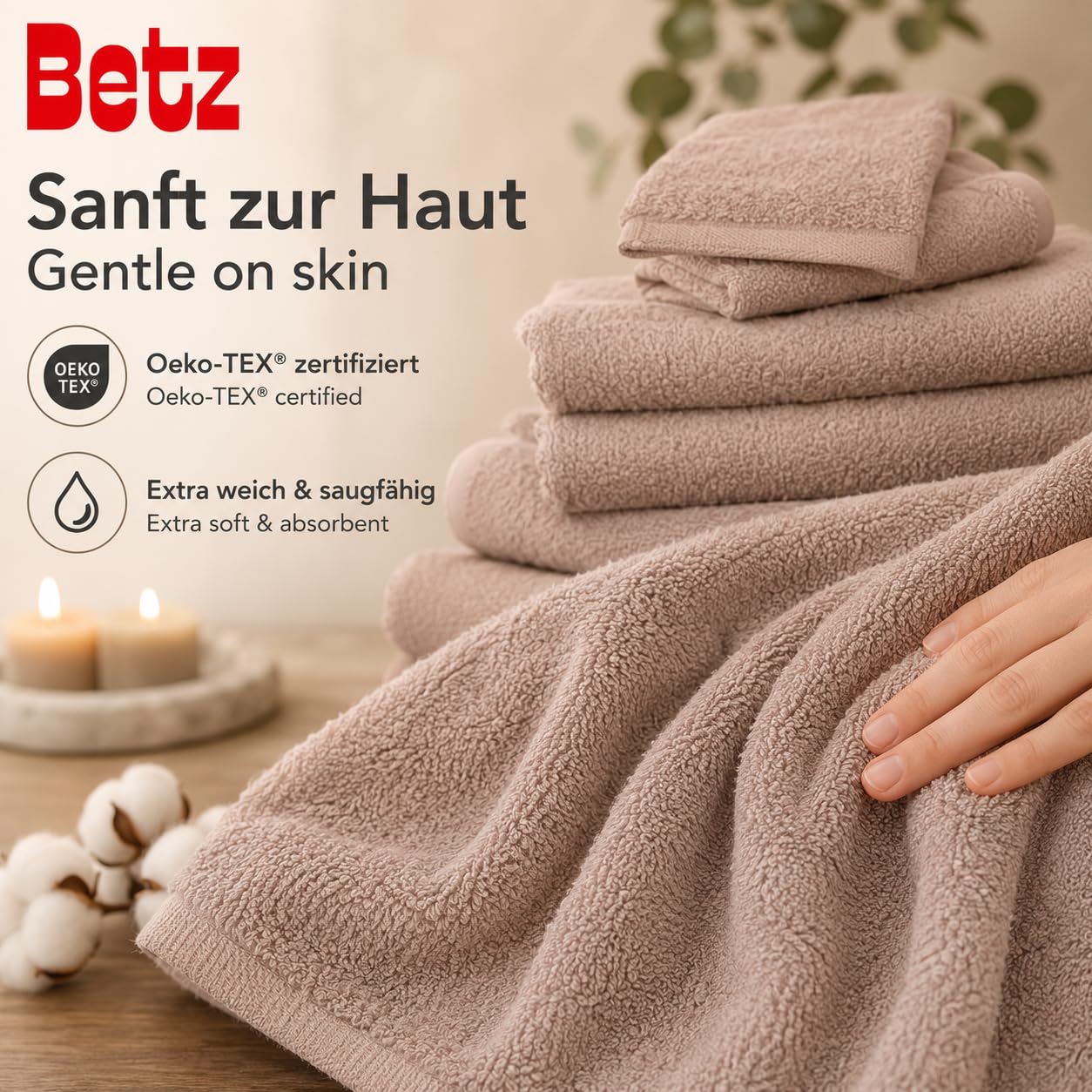 Betz 12 pezzi set di ascuigamani BERLIN 100% cotone Asciugamani da Doccia asciugamani Asciugamani per Ospiti Lavettes Guanti da Bagno Colore cappuccino - BERLIN