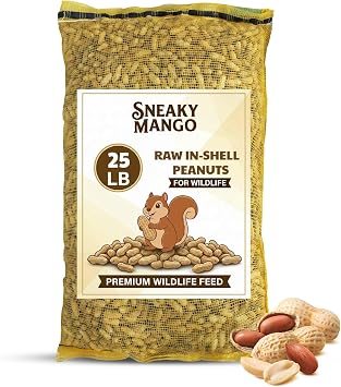 Sneaky Mango - 25 Pound Raw Peanuts in Shell All-Natural Food for Squirrels, Deer, Birds, and Other Wildlife Animals Bulk Wholesale Bag Grown in The USA for Healthy Nutrition
